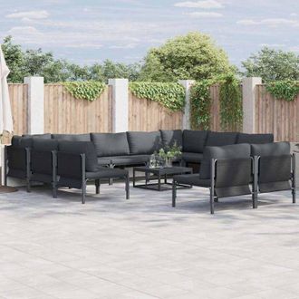 vidaXL Conjunto De Sof&aacute; De Jard&iacute;n 12 Pcs Antracita Acero Vidaxl