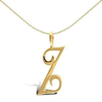 Jewelco London Solid 9ct Gold Script Identity Initial Pendant Letter Z - JIN002-Z
