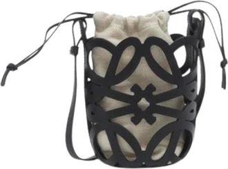 Loewe Pre-owned Bucket Bags, female, Black, Size: ONE SIZE Pre-owned Canvas Shoulder Bag