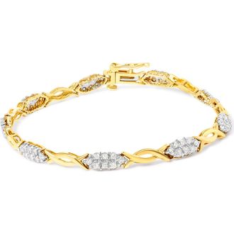 House of Brilliance 10K Yellow Gold 1.00 Cttw Round-Cut Diamond Spiral Link Bracelet at Nordstrom