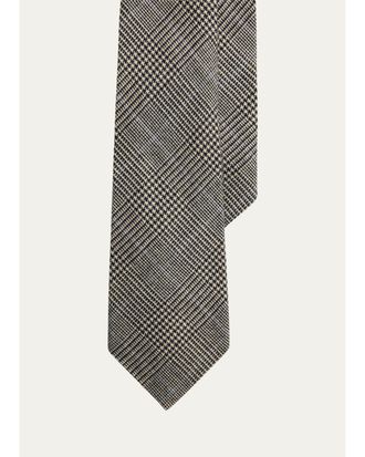 Ralph Lauren Purple Label Mens Glen Plaid Wool-Silk-Cashmere Tie