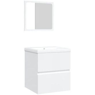 vidaXL Armario De Lavabo Con Lavamanos Y Espejo Blanco Vidaxl