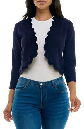 Nina Leonard Scalloped Bolero Shrug Sweater in Navy at Nordstrom Rack, Size Medium