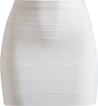 House of CB The Body Bandage Miniskirt in White at Nordstrom, Size X-Large