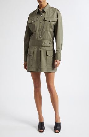 Derek Lam Brady Long Sleeve Utility Minidress in Dusty Olive at Nordstrom, Size 12