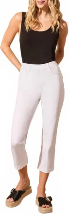 Tribal Audrey Mid Rise Pull On Straight Crop Jeans In White