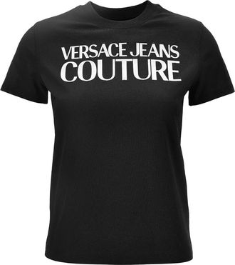 Versace Jeans Couture T-shirt met logo-print - Dames - T-shirts - Zwart - XS - Katoen - Tops