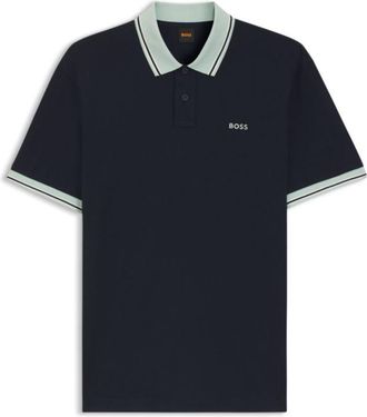 BOSS Cotton-jersey polo shirt with stripe trims