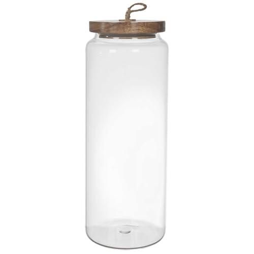 HOME DECO FACTORY Trinkglas 5 Liter – Transparent/Braun Mit Holzdeckel & Ausgießer