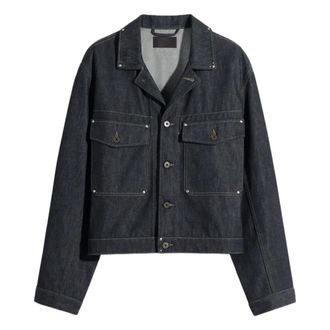 Christophe Lemaire Denim Jackets, male, Gray, Size: L Trucker Jacket With Studs