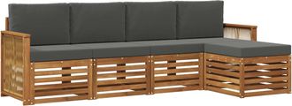 vidaXL Conjunto De Sof&aacute;s De Exterior 5 Uds. Natural Y Antracita Vidaxl