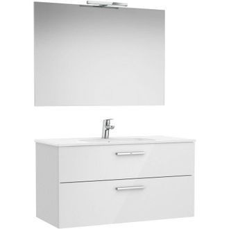 Roca Roca - Pack Mueble Base De 2 Cajones + Lavabo + Espejo + Aplique Led Victoria Medidas: 1005x453x515 Mm