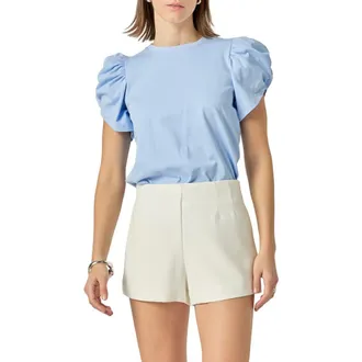 English Factory Gathered Sleeve Knit Top in Powder Blue at Nordstrom Rack, Size Medium