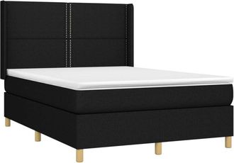 vidaXL Vidaxl - Cama Box Spring Colch&oacute;n Y Luces Led Tela Negro 140x200 Cm