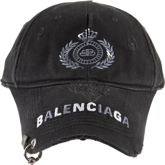 Balenciaga (WMNS) Balenciaga BB Destroyed Piercing Cap Black 661887310B21077