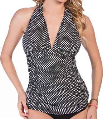 Magic Suit By Miraclesuit Spot On Traci Tankini Top In Black/white