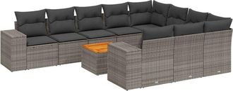 vidaXL Set De Sof&aacute;s De Jard&iacute;n 11 Pzas Y Cojines Rat&aacute;n Sint&eacute;tico Gris Vidaxl