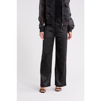 Sanctuary Drawstring Satin Pants in Black at Nordstrom Rack, Size X-Large