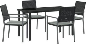 vidaXL Garden Dining Set 5 pcs Black Poly rattan Vidaxl