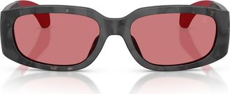 Moncler Lumin 55mm Rectangular Sunglasses in Dark Regolith /Red Solid at Nordstrom
