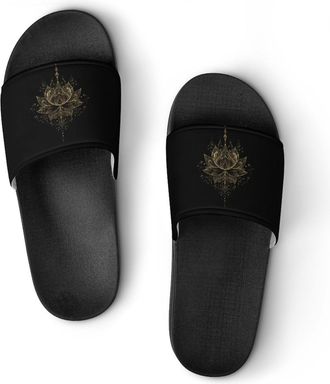 Generic Golden Line Flowers Shower Shoes Slipper for Women Men Beach Slippers Quick Drying Non Slip Open-Toe Sandals