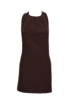 Elisabetta Franchi Brown Short Dress with A-line Halter neckline