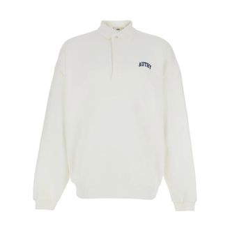 Autry Sweatshirts, male, White, Size: M Polo-style Collar Sweatshirt