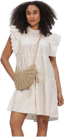 Object Objhope S/L Dress - Dames - Korte kleedjes - Beige - M - Katoen - Kleedjes