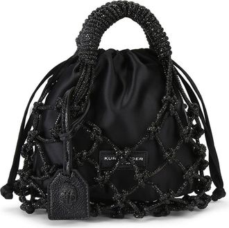 Kurt Geiger Small Crystal Macramé Bag in Black at Nordstrom