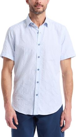 Robert Graham Brackenbury Short Sleeve Cotton Button-Up Shirt in Blue at Nordstrom, Size Xxx-Large
