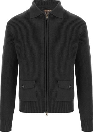 Woolrich Volledige Rits Trui van Wol - Heren - Vesten - Zwart - L - Wol - Truien & Vesten