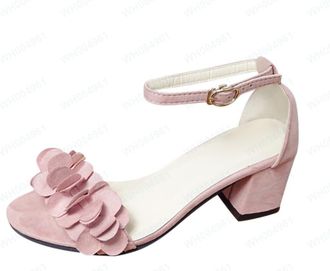 Generic Square Heel Sandals For Women Elegant Dressy Sandal Open Toe Sandals Floral Embellished Sandal Fashion Slingback Buckle Shoes Comfortable Walking Shoe