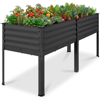Best Choice Products 72x24x30in Non Toxic Elevated Galvanized Metal Garden Bed Corner Protectors