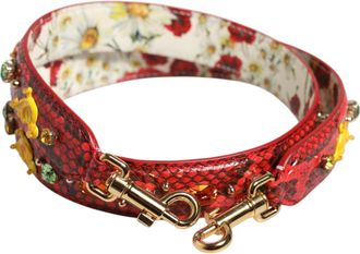Dolce & Gabbana Womens Multicolor Embellished Handbag Accessory Shoulder Strap Python Leather Bag