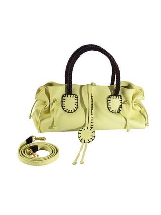 Carlos Falchi Mini Satchel Top Grain Leather Bag in Lemon at Nordstrom