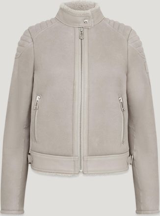 Belstaff Shearling Mollison Jacket Womens Merino Shearling Cement Grey Size XS
