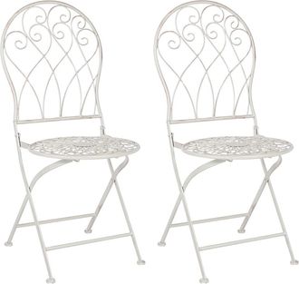 Beliani Conjunto de 2 sillas de jard&iacute;n metal blanco