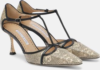 Manolo Blahnik Gish lizard-print leather pumps