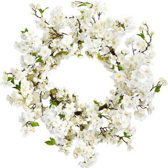 Nearly Natural 24-in Cherry Blossom Wreath in White at Nordstrom