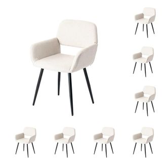 Urban Meuble Conjunto de 8 sillas escandinavas con tela beige y patas negras