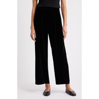 Eileen Fisher Straight Leg Velvet Ankle Pants in Black at Nordstrom, Size Small