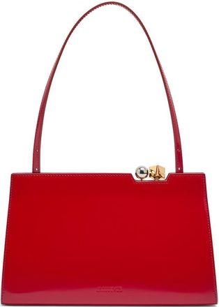 Jacquemus Red Rond-Carr&eacute; Leather Top Handle Bag