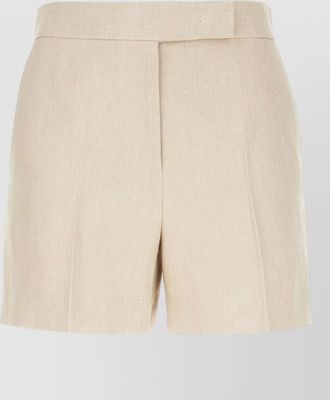 Max Mara linen shorts belt loops buttoned back pockets