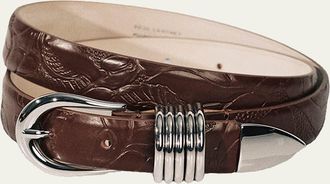 D&eacute;hanche Hollyhock Embossed Leather Belt