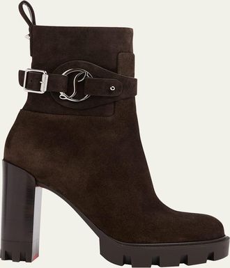 Christian Louboutin 100mm Dianouchett Suede Red Sole Ankle Boots