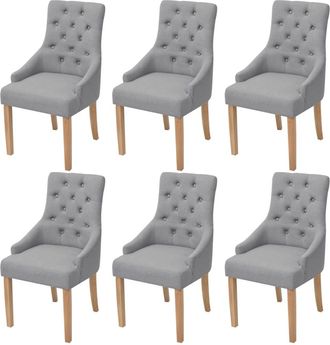 vidaXL Vidaxl - Sillas De Comedor 6 Unidades De Tela Gris Claro