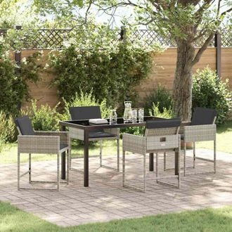 vidaXL Conjunto De Comedor De Jard&iacute;n 5 Pcs Gris Claro Rat&aacute;n Sint&eacute;tico Vidaxl