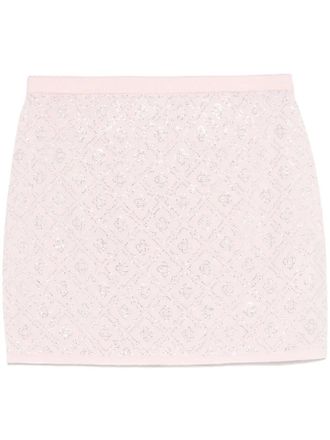 Casablanca crystal-monogram mini skirt - women - Merino/glass - M - Pink