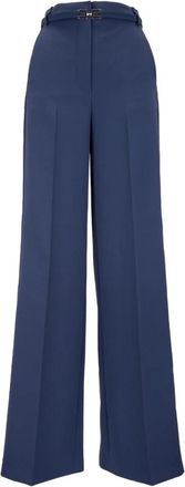 Elisabetta Franchi Wijde Broek - Dames - Wijde Broeken - Blauw - XS - Polyester - Broeken