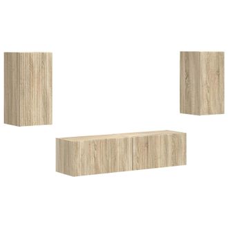 vidaXL Conjunto De Mueble De Tv 4 Pcs Roble Sonoma Vidaxl